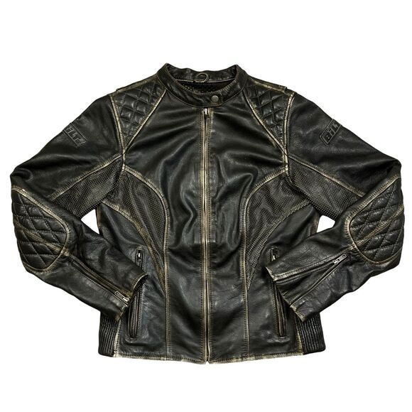 Custom Bilt Leather Motorcycle Jacket Padded with Liner Brown Size S - M * - Picture 1 of 16